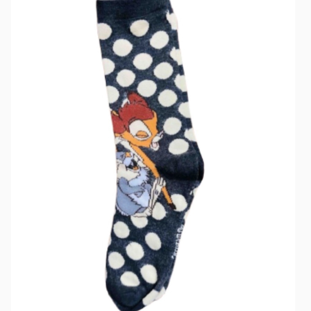 Disney Bambi Crew Socks Grey And Cream‎ Polka Dot New 
Men/Women